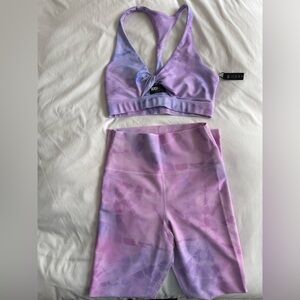 Beach Riot Lavender Tie-Dye Sports Bra & Bike Shorts Set